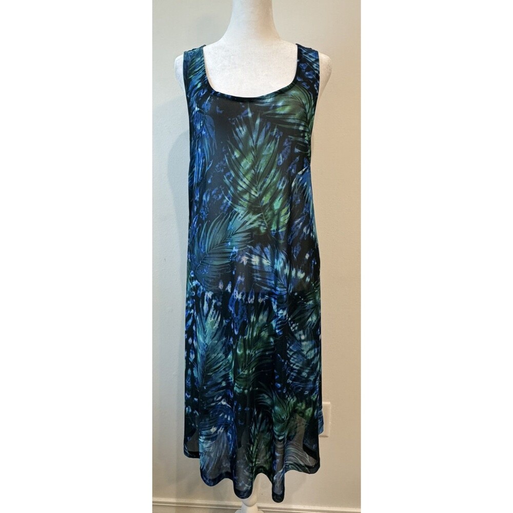 NWT Swimsuits for all Beach Mesh CoverUp Dress Sz 18/20 Blue/Green Tropical